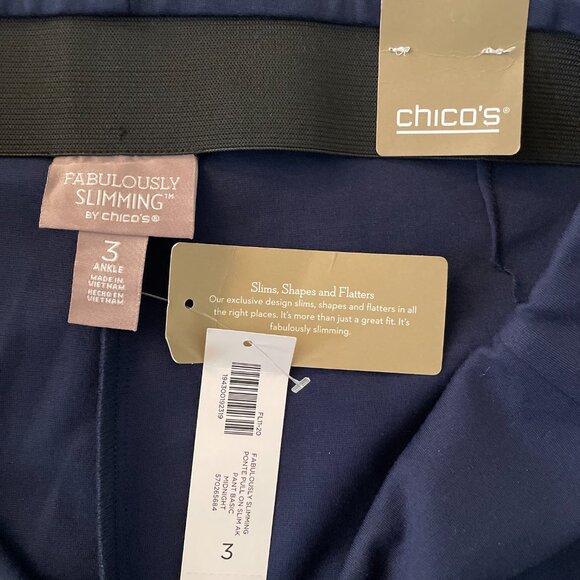 NWT Fabulously Slimming By Chico's Womens Midnight Ponte Ankle Pants Size 3 USXL - Picture 3 of 10